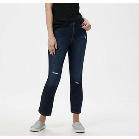 Denim & Co Studio Womens Ankle Jeans Sz 2 Tall Dark Blue Classic Denim NWOT - Picture 1 of 3